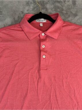 Peter Millar Summer Comfort Polo Shirt Men's Large Pink Golf Performance Stretch